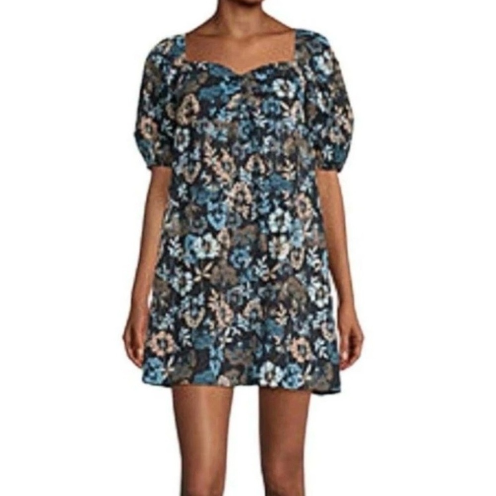 a.n.a. Cottagecore Black Floral Puff Sleeve Mini Dress, Floral 3X
